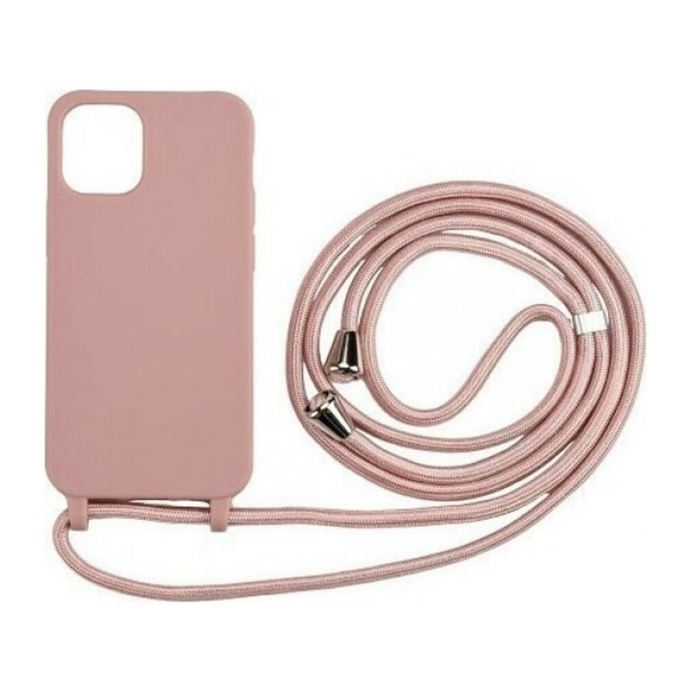 Forcell iPhone 13 Pro Max Soft Touch Θήκη Σιλικόνης Με Λουράκι - Pink Sand