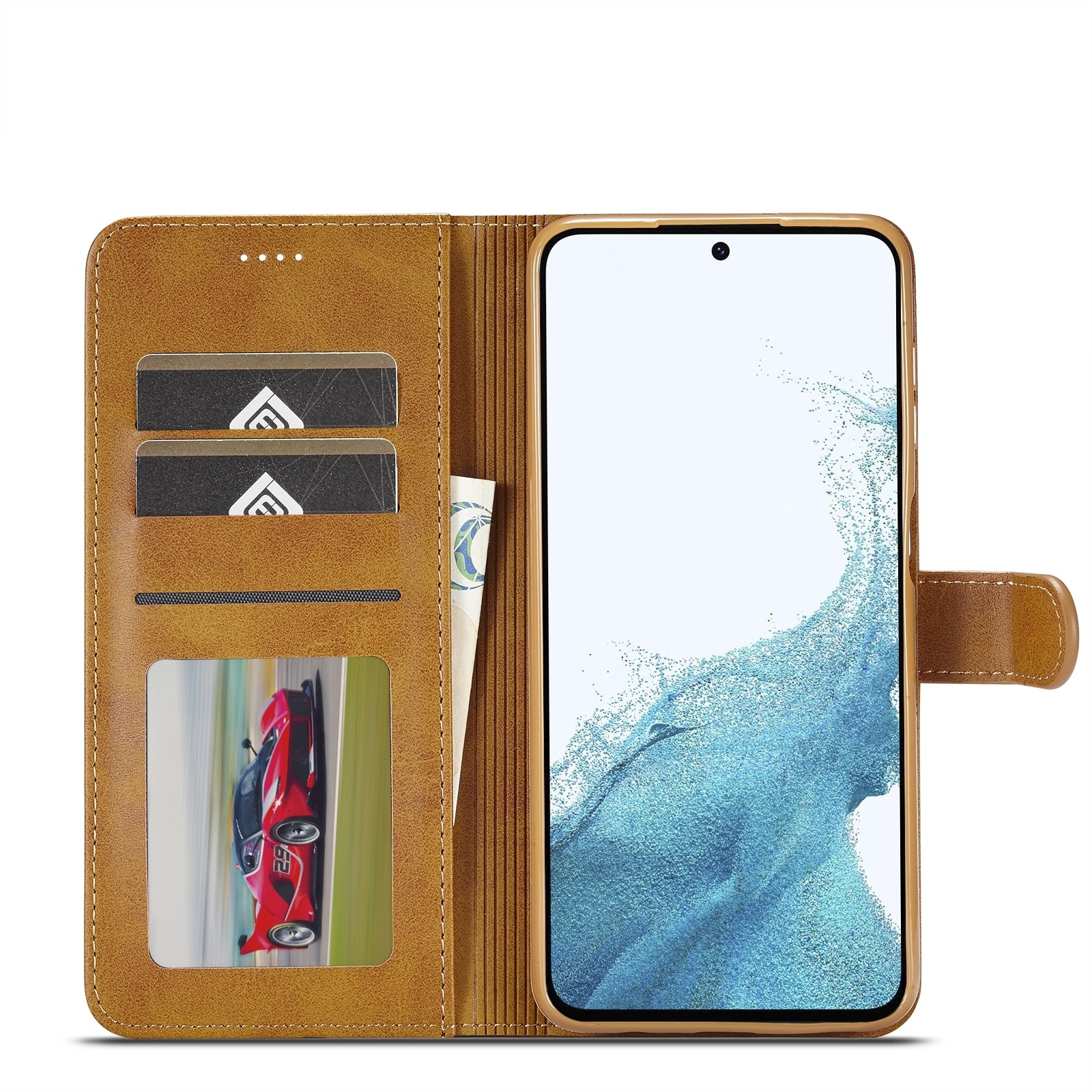 Samsung Galaxy A54 5G Θήκη Βιβλίο Ανοιχτό Καφέ LC.IMEEKE Calf Texture Phone Case Light Brown