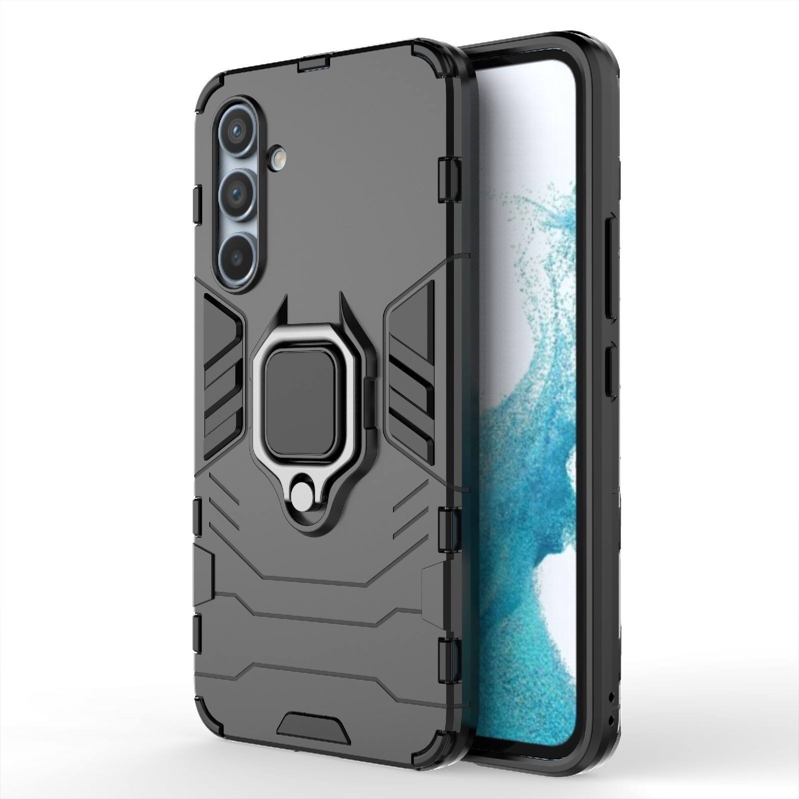 Samsung Galaxy A54 5G Σκληρή Θήκη Μαύρη Με Σταντ Shockproof PC + TPU Phone Case with Magnetic Ring Holder Black