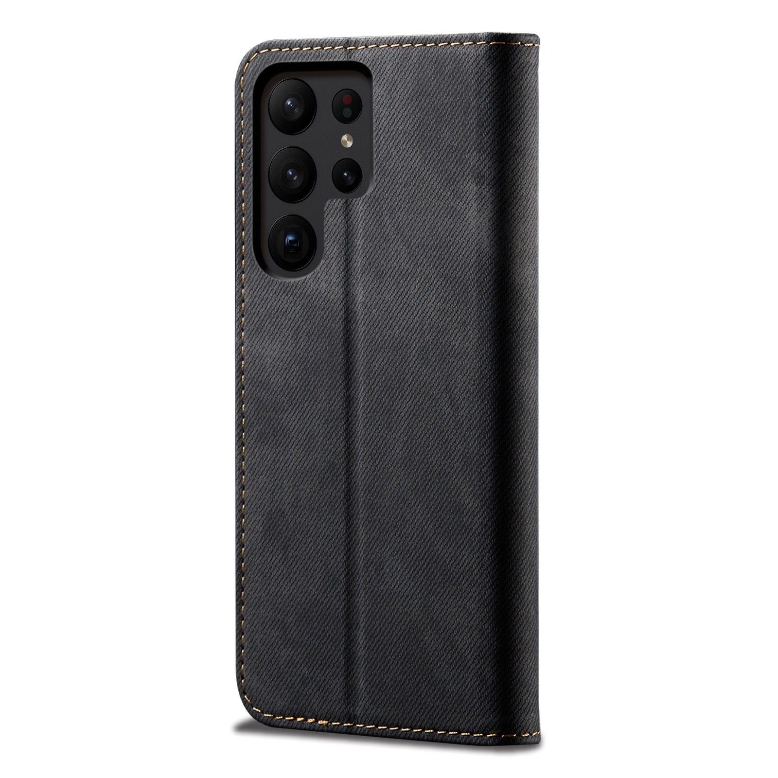 Samsung Galaxy S23 Ultra 5G Θήκη Βιβλίο Μαύρο Denim Texture Phone Case Black