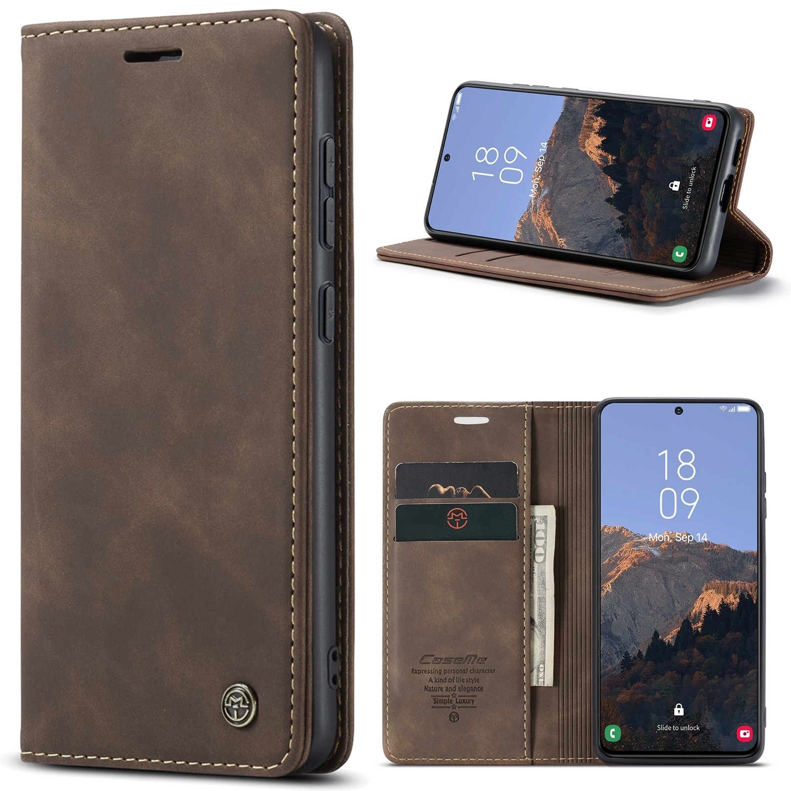 Samsung Galaxy S23 5G Θήκη Βιβλίο Καφέ CaseMe 013 Multifunctional Horizontal Flip Phone Case Coffee