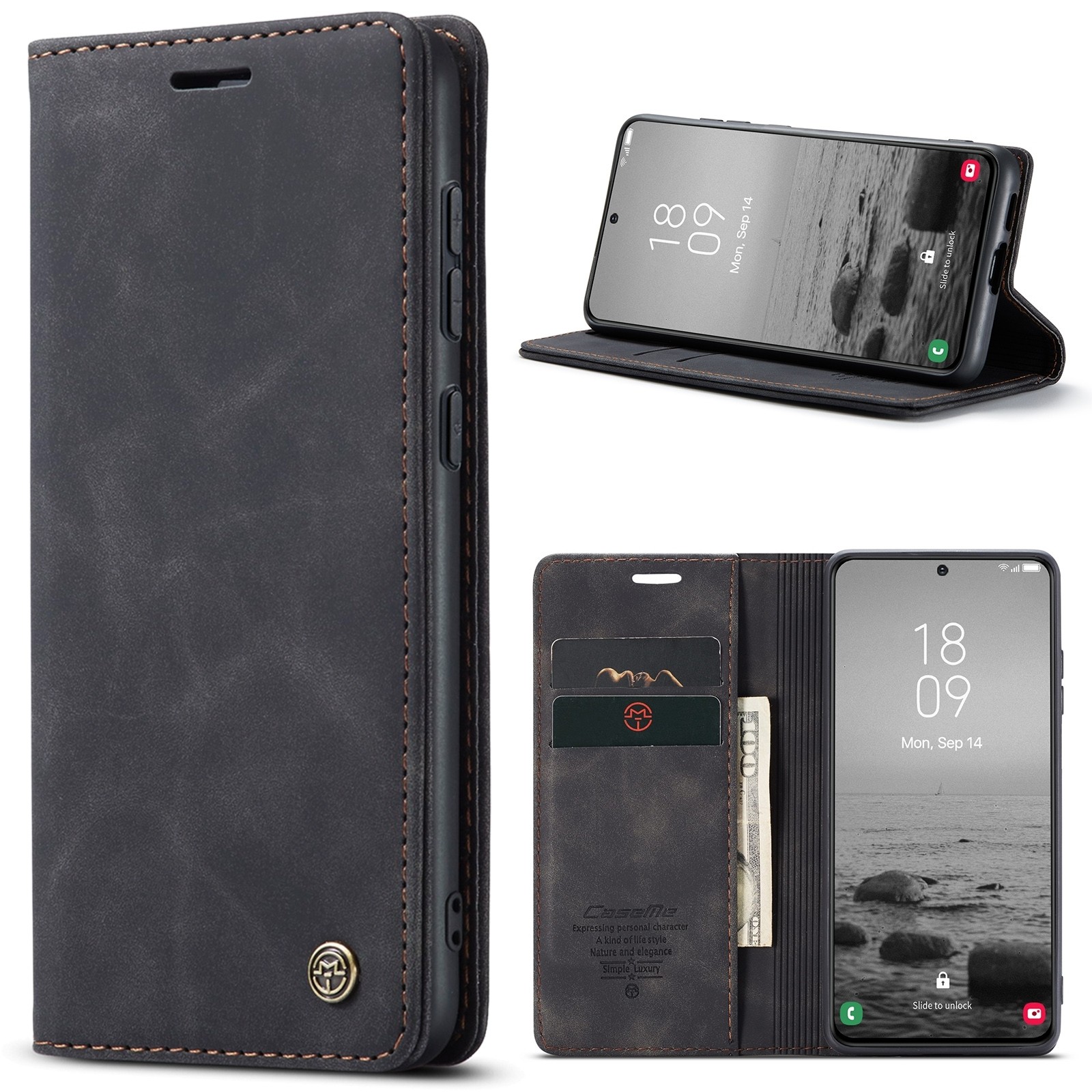 Samsung Galaxy S23 5G Θήκη Βιβλίο Μαύρο CaseMe 013 Multifunctional Horizontal Flip Phone Case Black