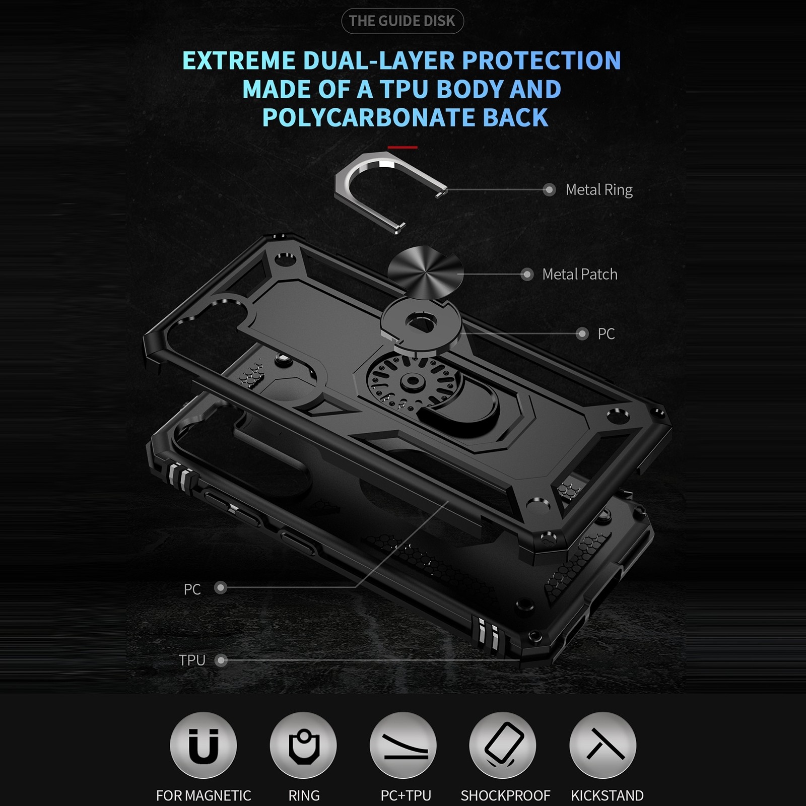 Samsung Galaxy S23 Plus 5G Θήκη Μαύρη Με Σταντ Shockproof TPU + PC Phone Case Black