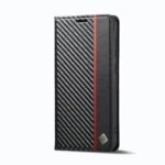 Samsung Galaxy S23 Plus 5G Θήκη Βιβλίο Μαύρο LC.IMEEKE Carbon Fiber PU + TPU Horizontal Flip Phone Case Vertical Black
