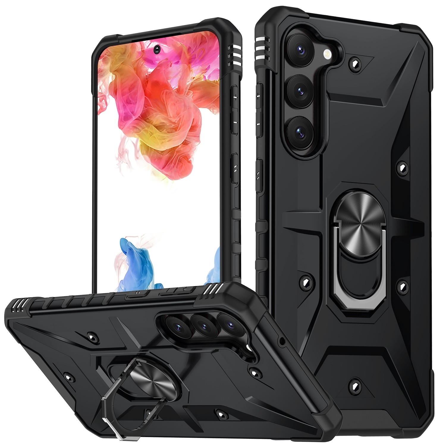 Samsung Galaxy S23 5G Θήκη Μαύρη Με Σταντ Ring Holder Phone Case Black