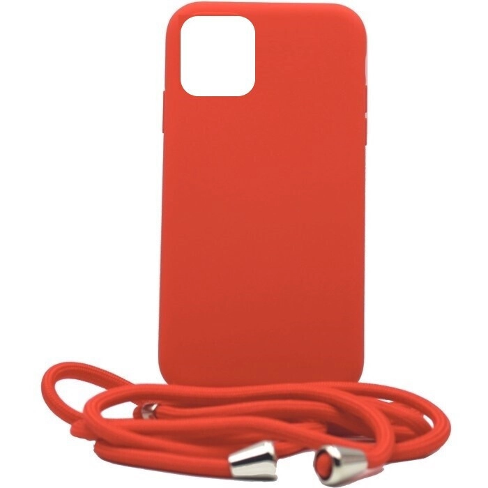 iPhone 14 Pro Θήκη με Λουράκι Κόκκινη Soft Touch Cover Case With Neck Strap Red