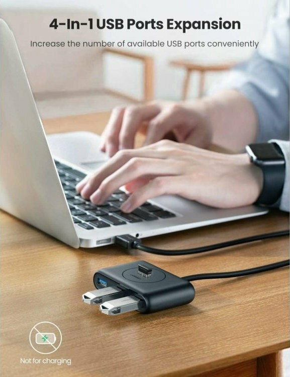 Ugreen USB 3.0 Hub 4 Θυρών με σύνδεση USB-A με καλώδιο 0.5m (20290)