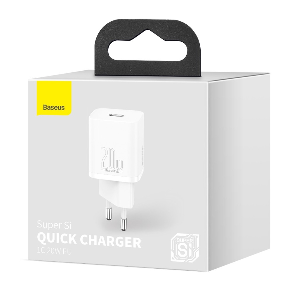 Baseus Φορτιστής Χωρίς Καλώδιο με Θύρα USB-C 20W Power Delivery Λευκός (Super Si) CCSUP-B02