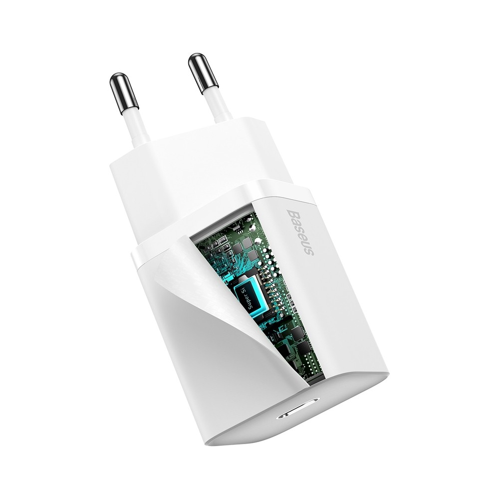 Baseus Φορτιστής Χωρίς Καλώδιο με Θύρα USB-C 20W Power Delivery Λευκός (Super Si) CCSUP-B02