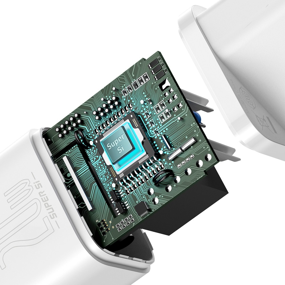 Baseus Φορτιστής Χωρίς Καλώδιο με Θύρα USB-C 20W Power Delivery Λευκός (Super Si) CCSUP-B02