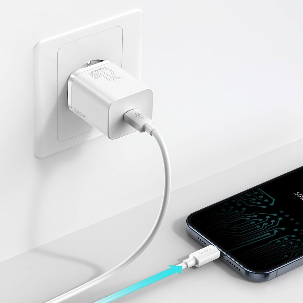 Baseus Φορτιστής Χωρίς Καλώδιο με Θύρα USB-C 20W Power Delivery Λευκός (Super Si) CCSUP-B02