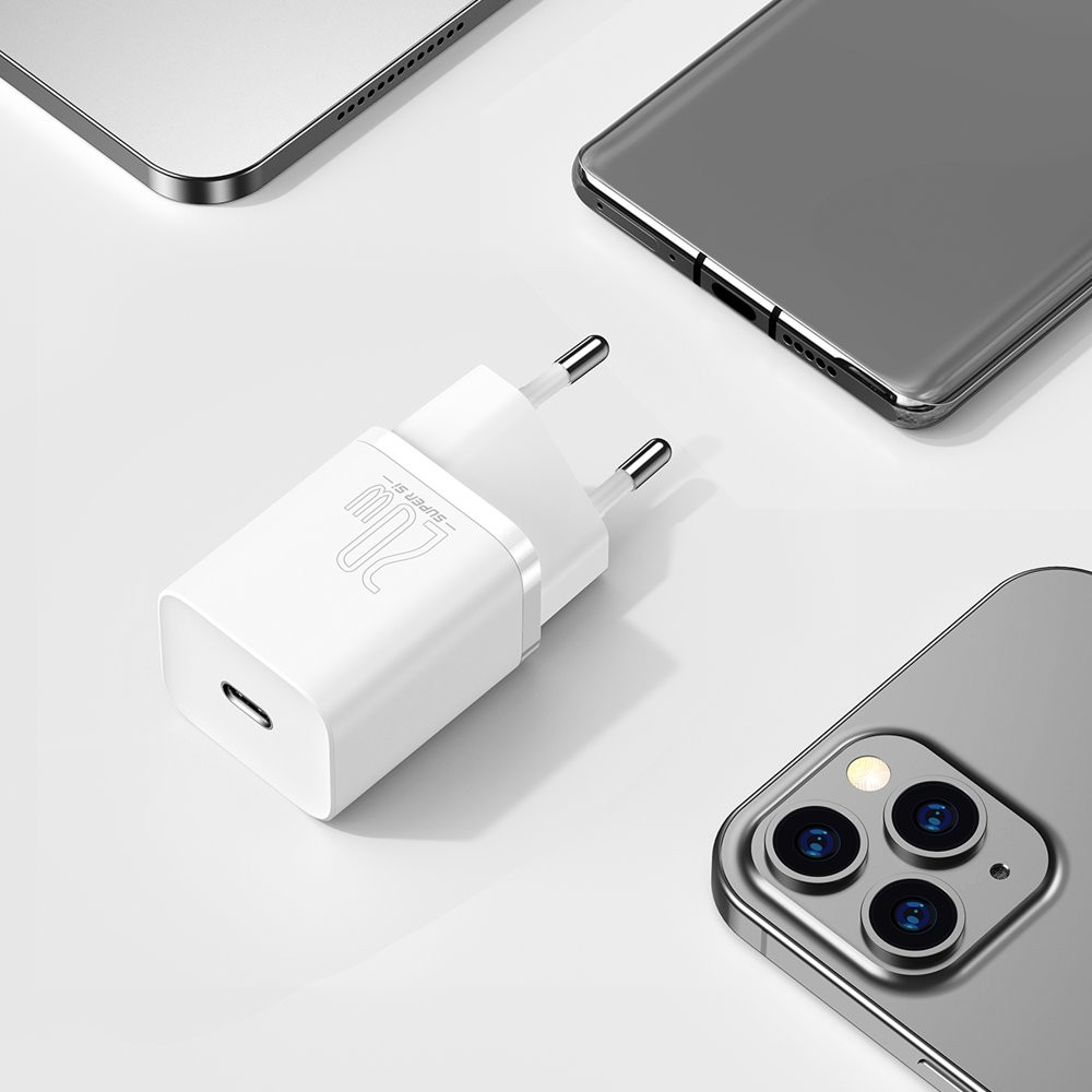 Baseus Φορτιστής Χωρίς Καλώδιο με Θύρα USB-C 20W Power Delivery Λευκός (Super Si) CCSUP-B02