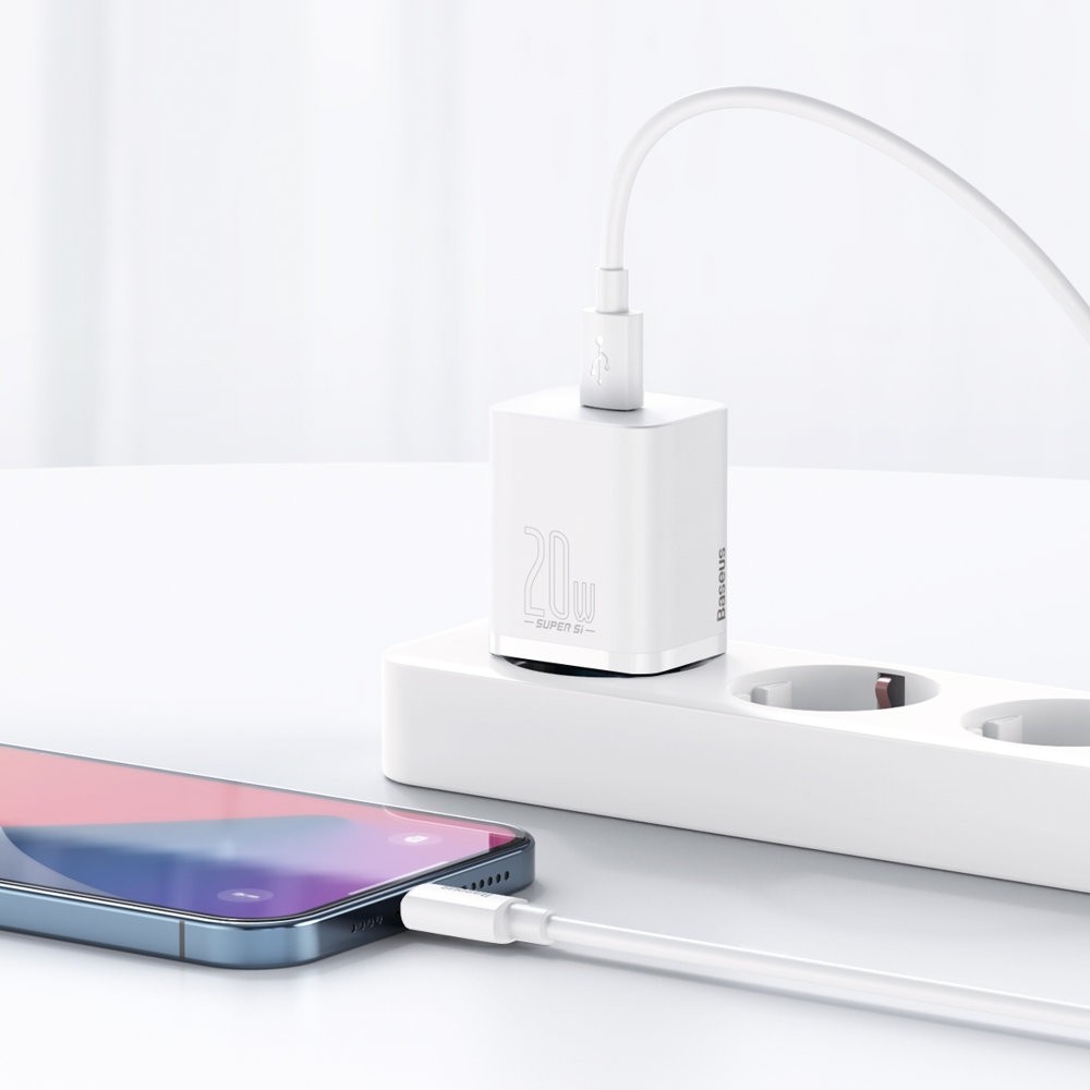 Baseus Φορτιστής Χωρίς Καλώδιο με Θύρα USB-C 20W Power Delivery Λευκός (Super Si) CCSUP-B02