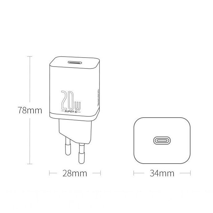 Baseus Φορτιστής Χωρίς Καλώδιο με Θύρα USB-C 20W Power Delivery Λευκός (Super Si) CCSUP-B02