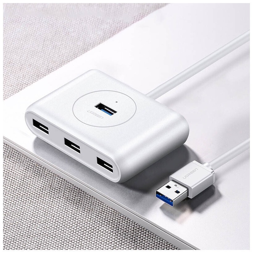 Ugreen CR113 USB 3.0 Hub 4 Θυρών με σύνδεση USB-A Λευκό 1m