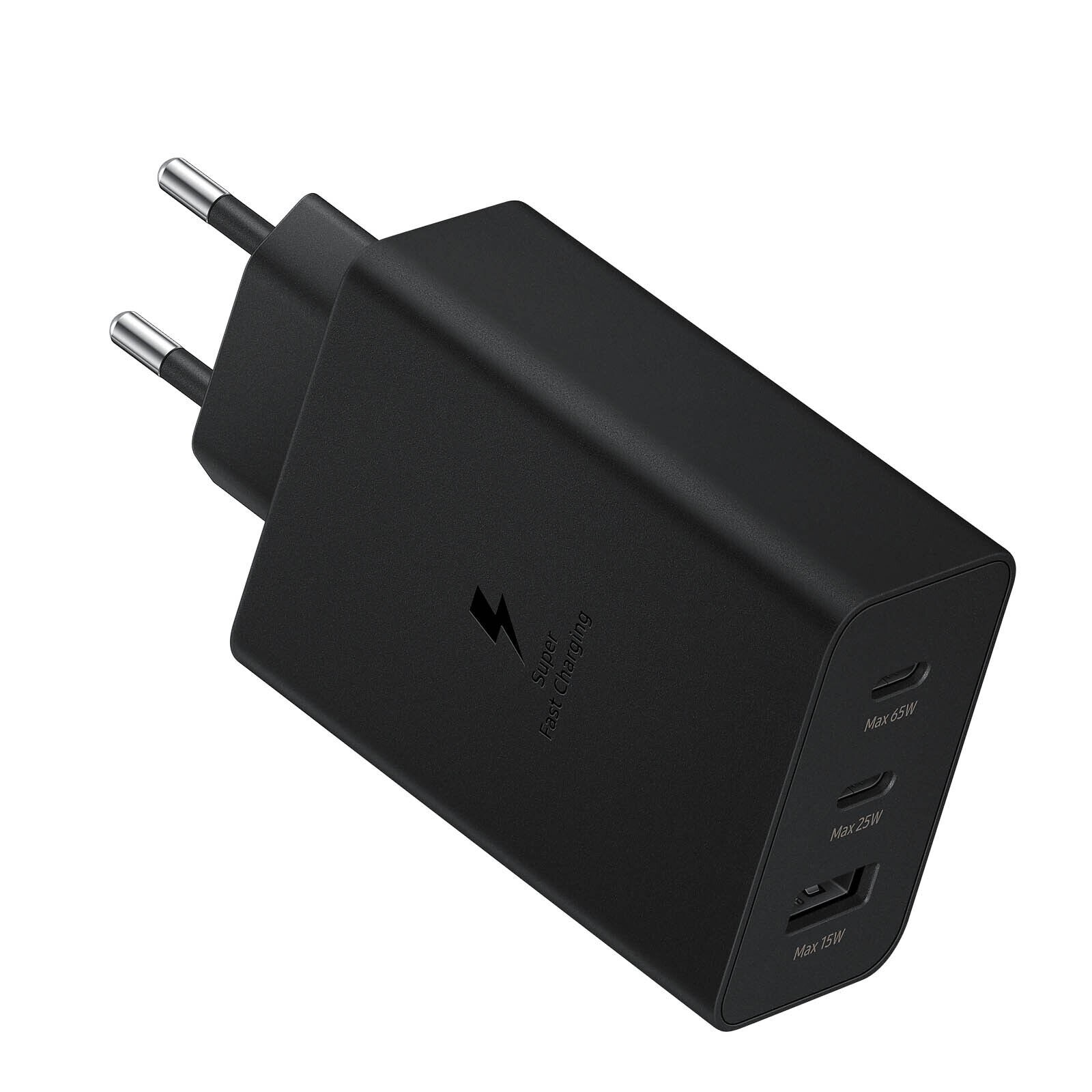 Samsung Φορτιστής Χωρίς Καλώδιο 65W Power Delivery Μαύρος (Trio) EP-T6530NBEGEU σε Original Retail συσκευασία