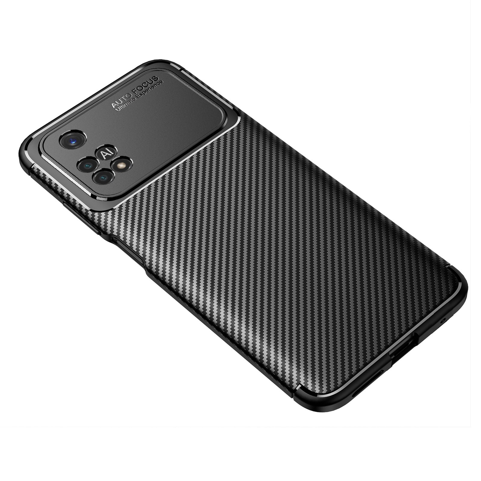 Xiaomi Poco M4 Pro 4G Θήκη Σιλικόνης Μαύρη Carbon Fiber Texture Shockproof TPU Phone Case Black