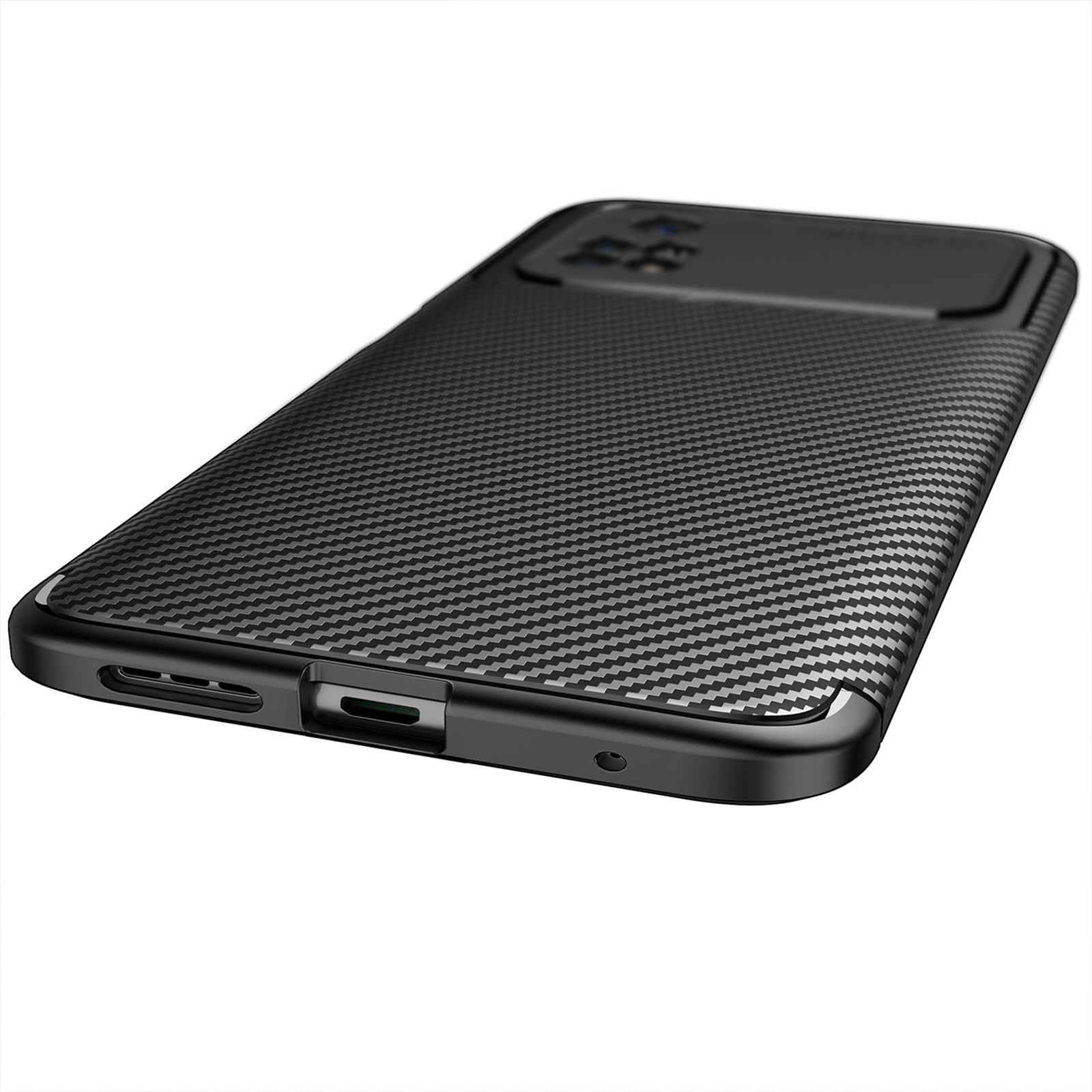 Xiaomi Poco M4 Pro 4G Θήκη Σιλικόνης Μαύρη Carbon Fiber Texture Shockproof TPU Phone Case Black