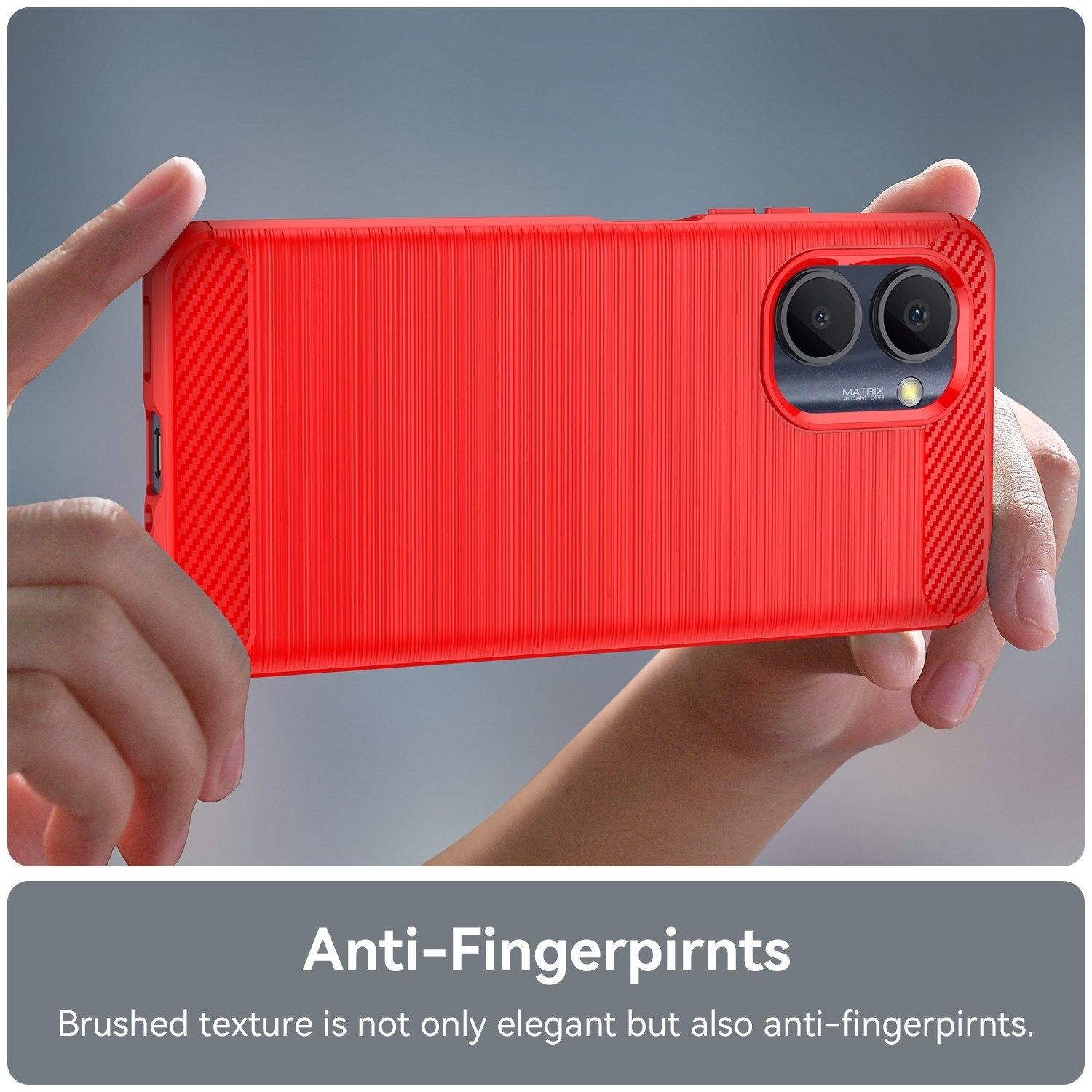 Realme C33 Θήκη Σιλικόνης Κόκκινη Brushed Texture Carbon Fiber TPU Phone Case Red