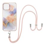 iPhone 13 Pro Max Θήκη Σιλικόνης Με Λουράκι Electroplating Pattern IMD TPU Shockproof Case Milky Way White Marble