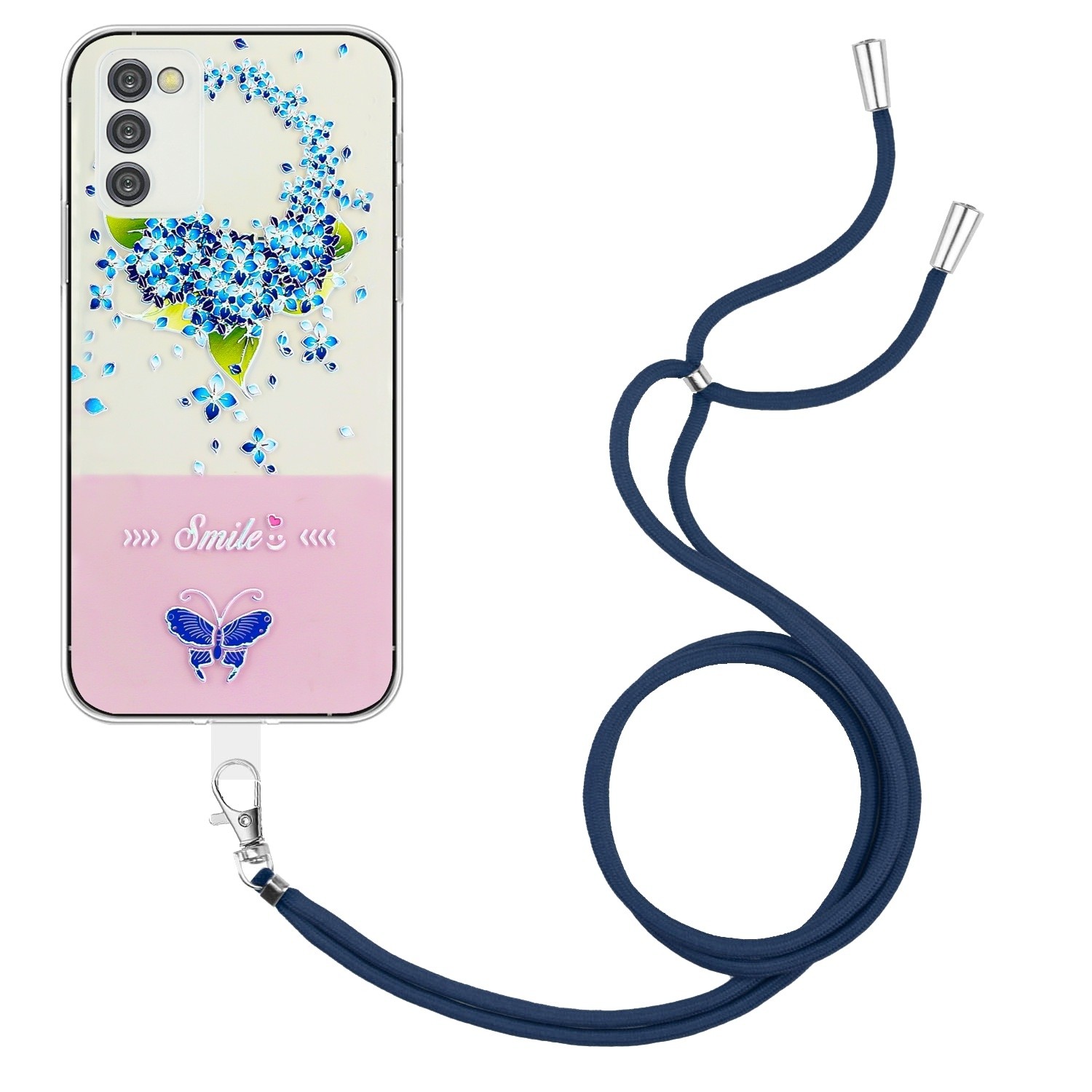 Samsung Galaxy A54 5G Θήκη Σιλικόνης Με Λουράκι Bronzing Butterfly Flower TPU Phone Case with Lanyard Hydrangea