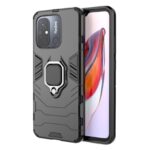 Xiaomi Redmi 12C Σκληρή Θήκη Μαύρη Με Σταντ Magnetic Ring Holder PC + TPU Phone Case Black