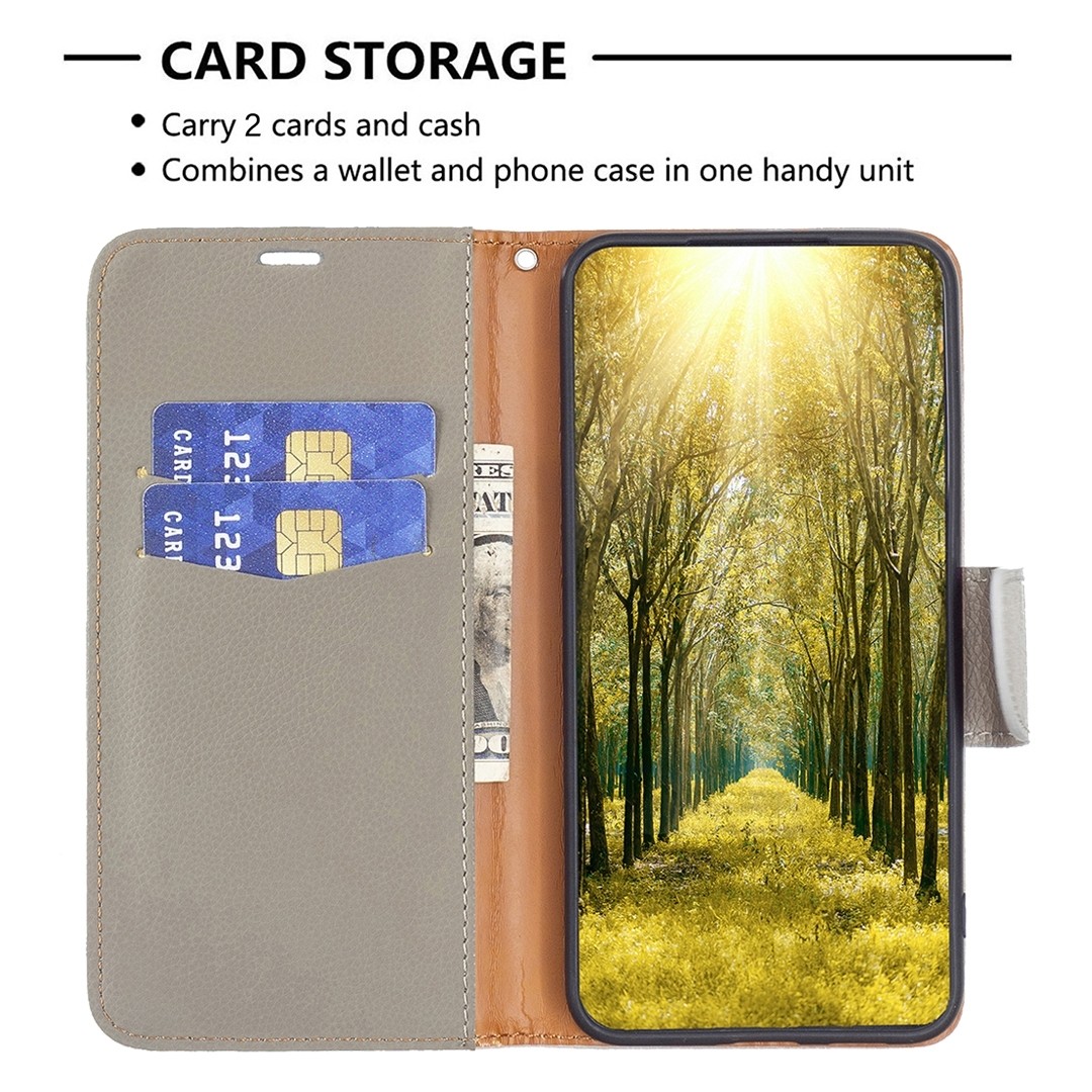 Xiaomi Redmi 12C Θήκη Βιβλίο Γκρι Litchi Texture Pure Color Phone Case Grey
