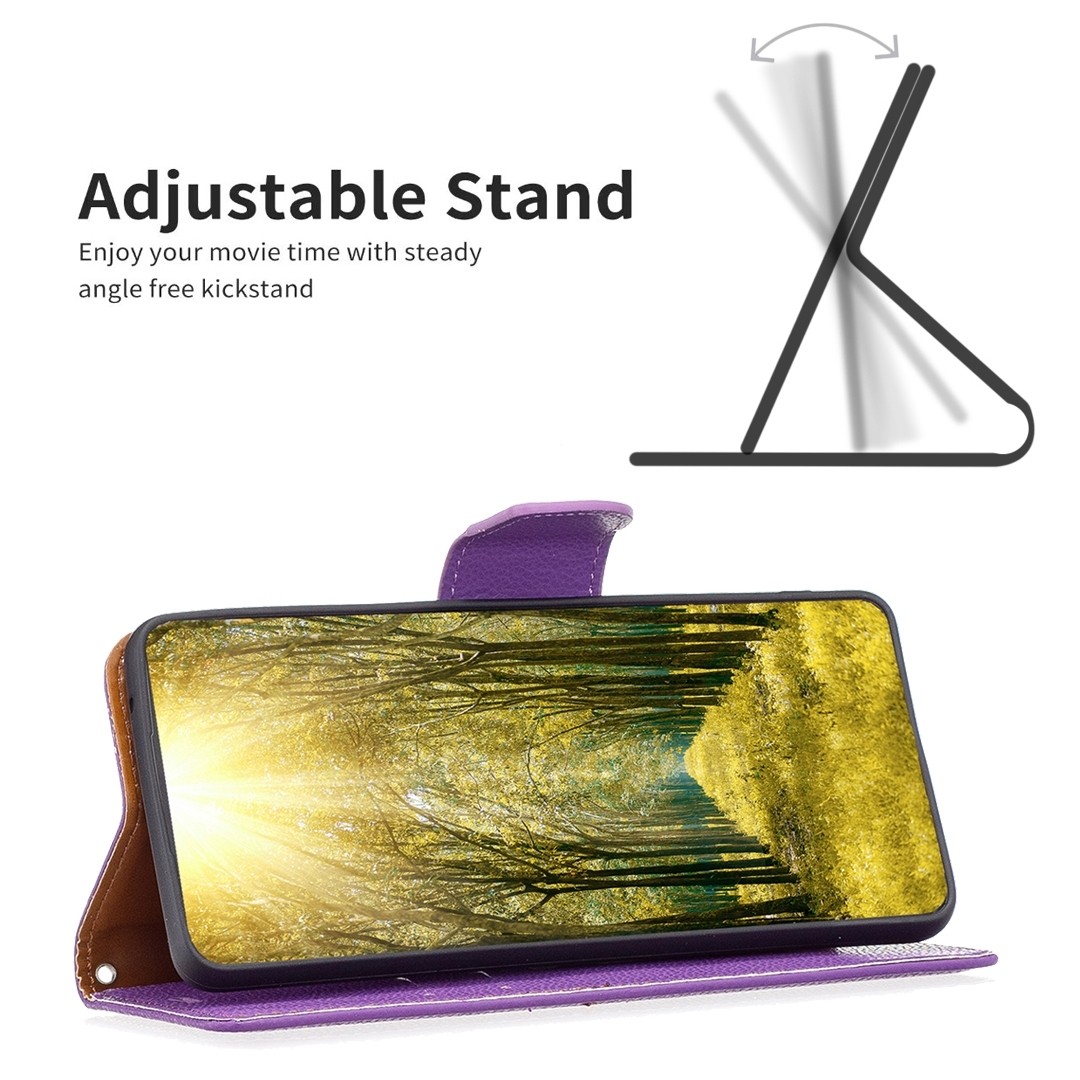 Xiaomi Redmi 12C Θήκη Βιβλίο Μωβ Litchi Texture Pure Color Phone Case Purple