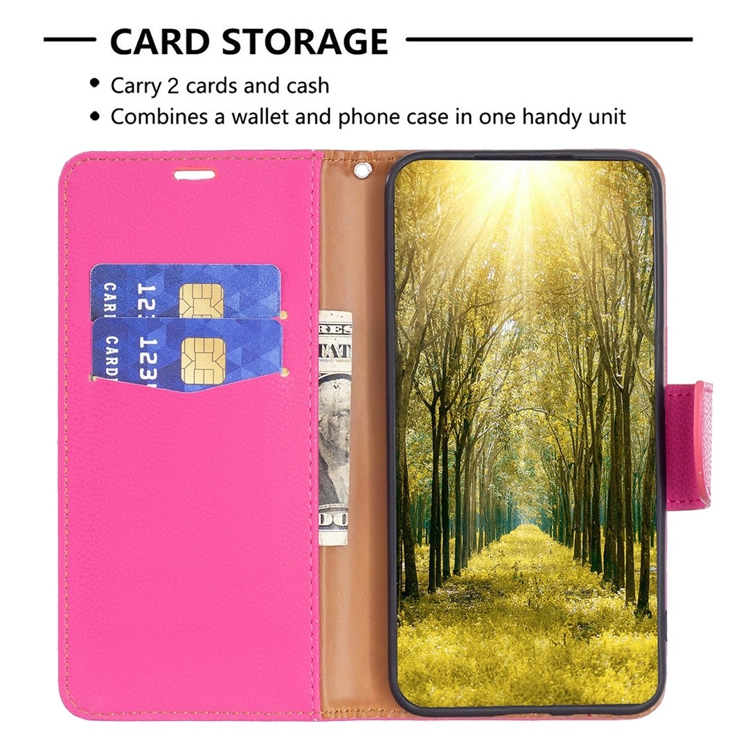 Xiaomi Redmi 12C Θήκη Βιβλίο Φούξια Litchi Texture Pure Color Phone Case Fuchsia