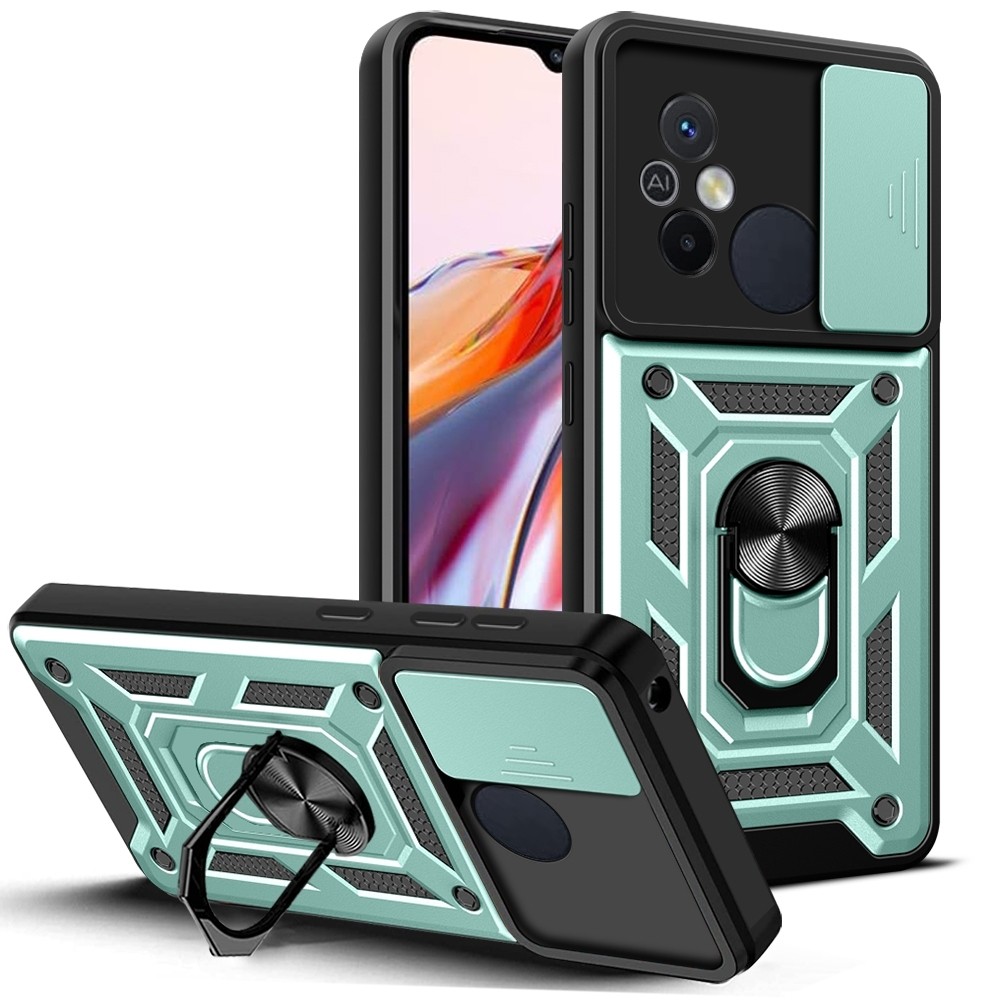 Xiaomi Redmi 12C Θήκη Πράσινη Με Σταντ Sliding Camera Cover Design TPU+PC Phone Case Green