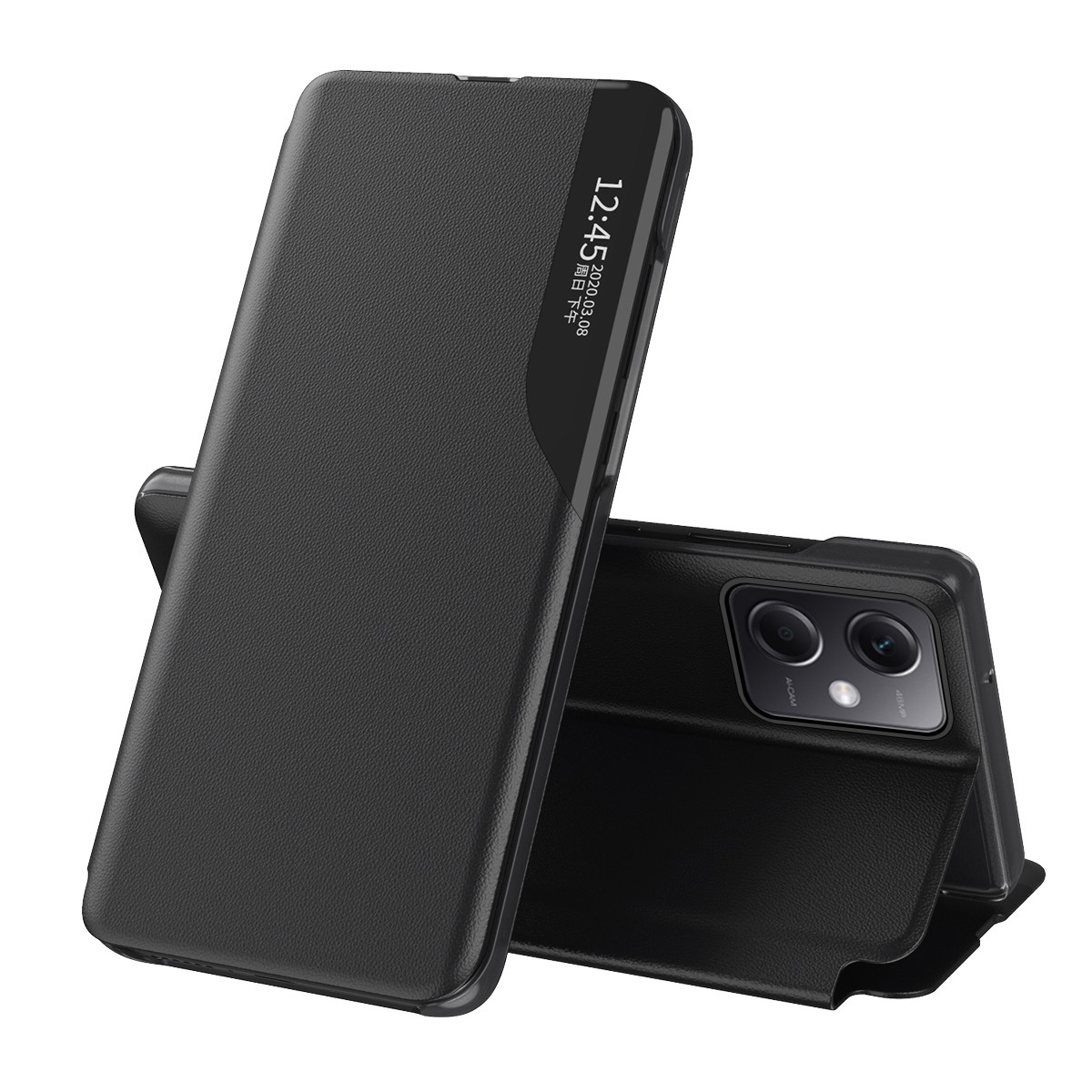 Xiaomi Redmi Note 12 5G / Xiaomi Poco X5 5G Θήκη Βιβλίο Μαύρο Side Display Adsorption Phone Case Black