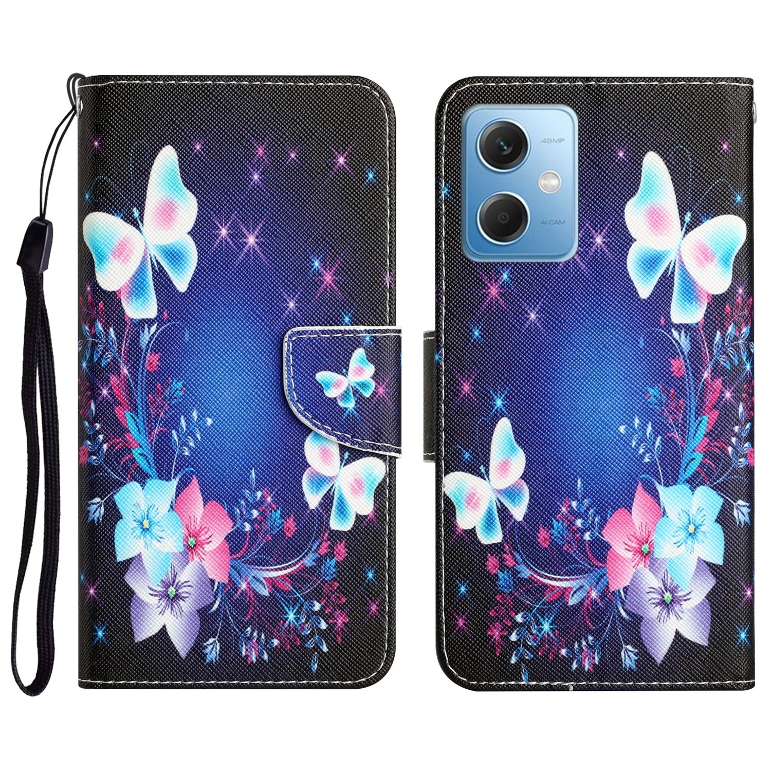 Xiaomi Redmi Note 12 5G / Xiaomi Poco X5 5G Θήκη Βιβλίο Colored Drawing Pattern Flip Phone Case Butterfly
