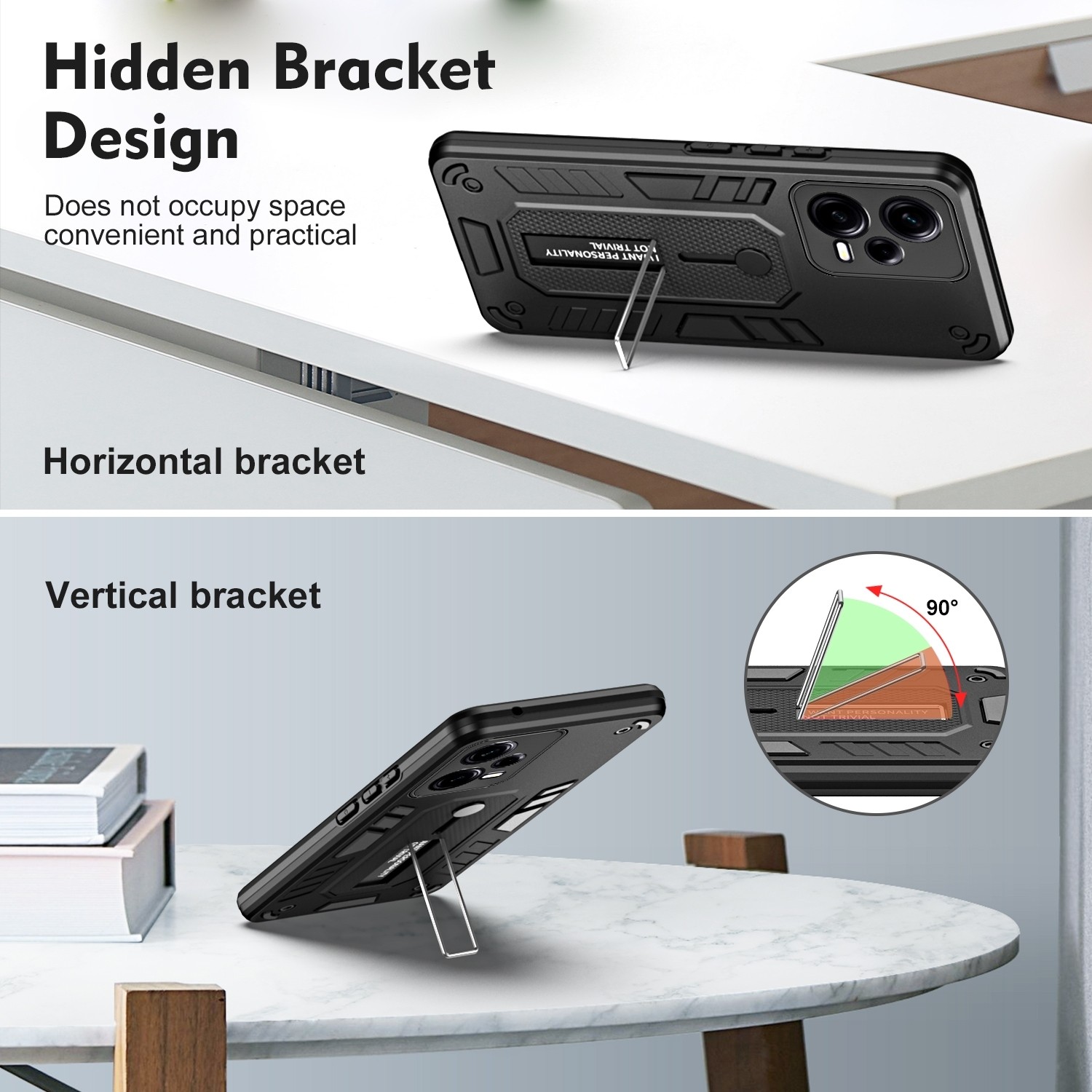 Xiaomi Redmi Note 12 5G / Xiaomi Poco X5 5G Θήκη Μαύρη Με Σταντ Variety Brave Armor Finger Loop Holder Phone Case Black