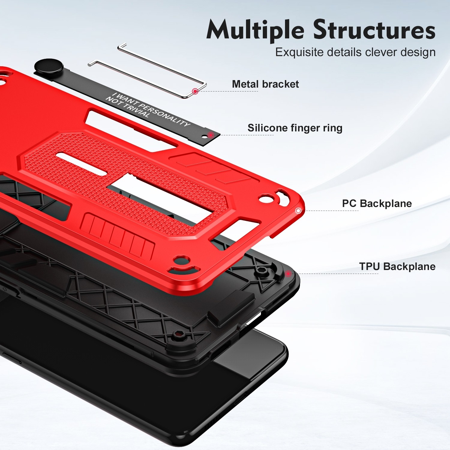Xiaomi Redmi Note 12 5G / Xiaomi Poco X5 5G Θήκη Κόκκινη Με Σταντ Variety Brave Armor Finger Loop Holder Phone Case Red