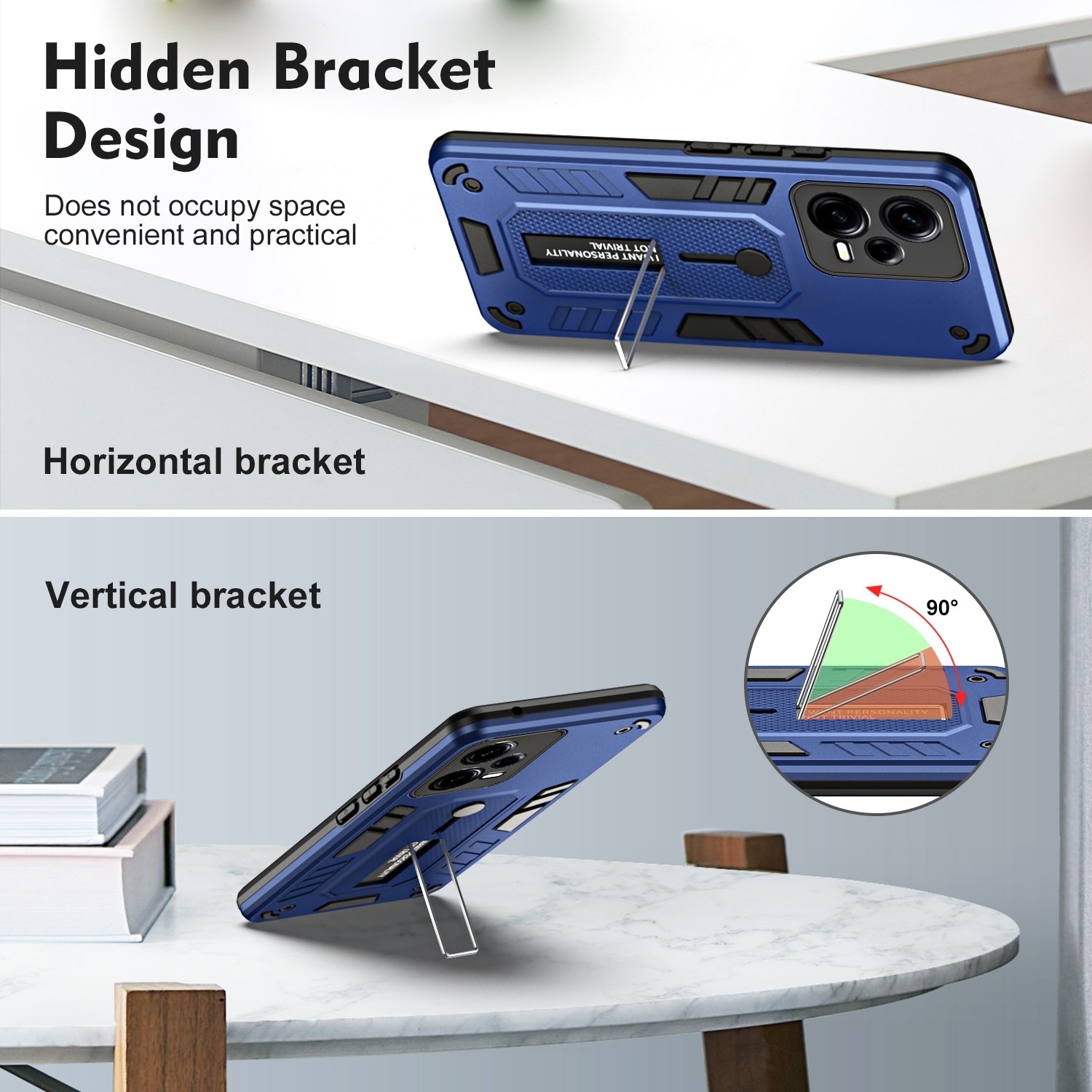 Xiaomi Redmi Note 12 5G / Xiaomi Poco X5 5G Θήκη Μπλε Με Σταντ Variety Brave Armor Finger Loop Holder Phone Case Blue
