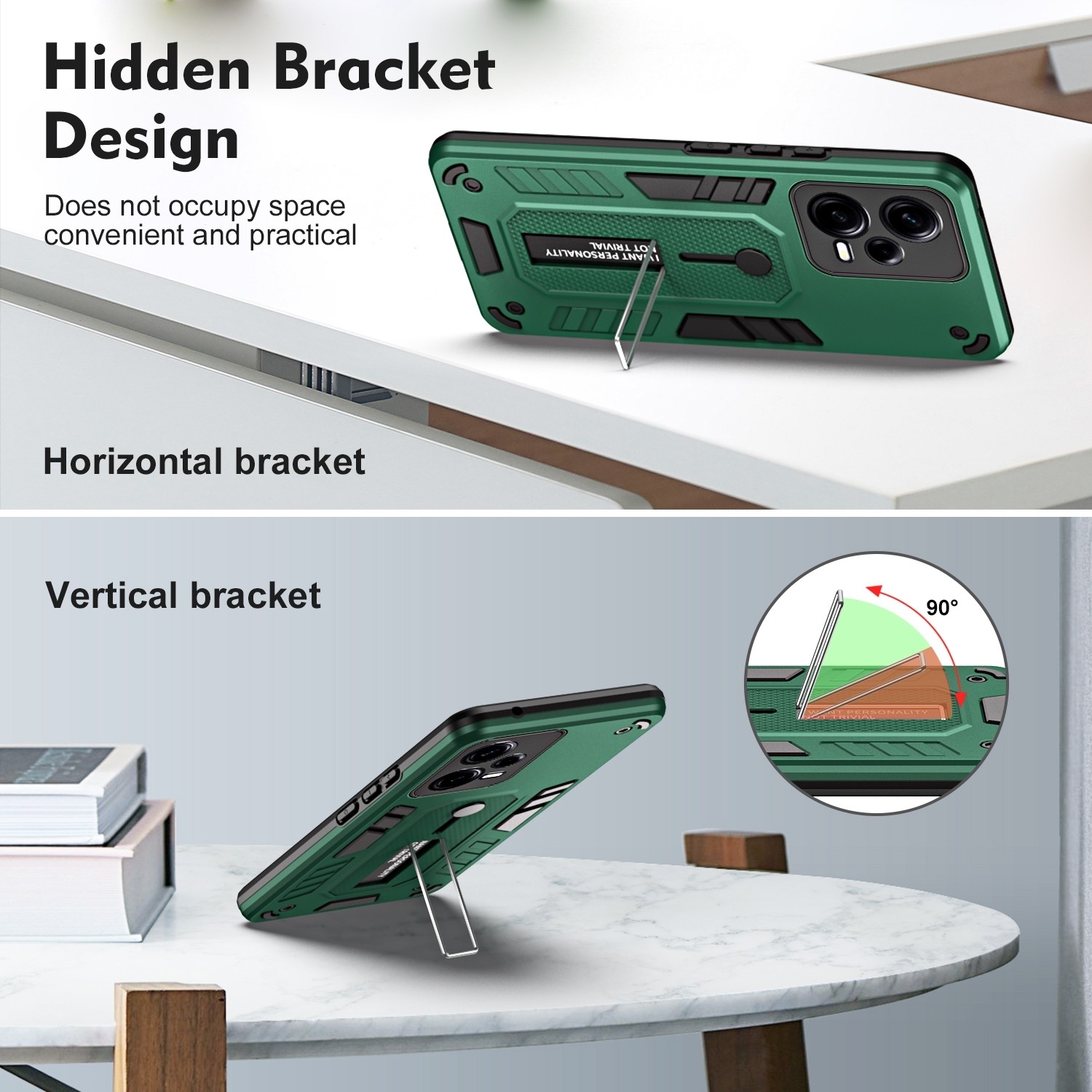 Xiaomi Redmi Note 12 5G / Xiaomi Poco X5 5G Θήκη Πράσινη Με Σταντ Variety Brave Armor Finger Loop Holder Phone Case Green