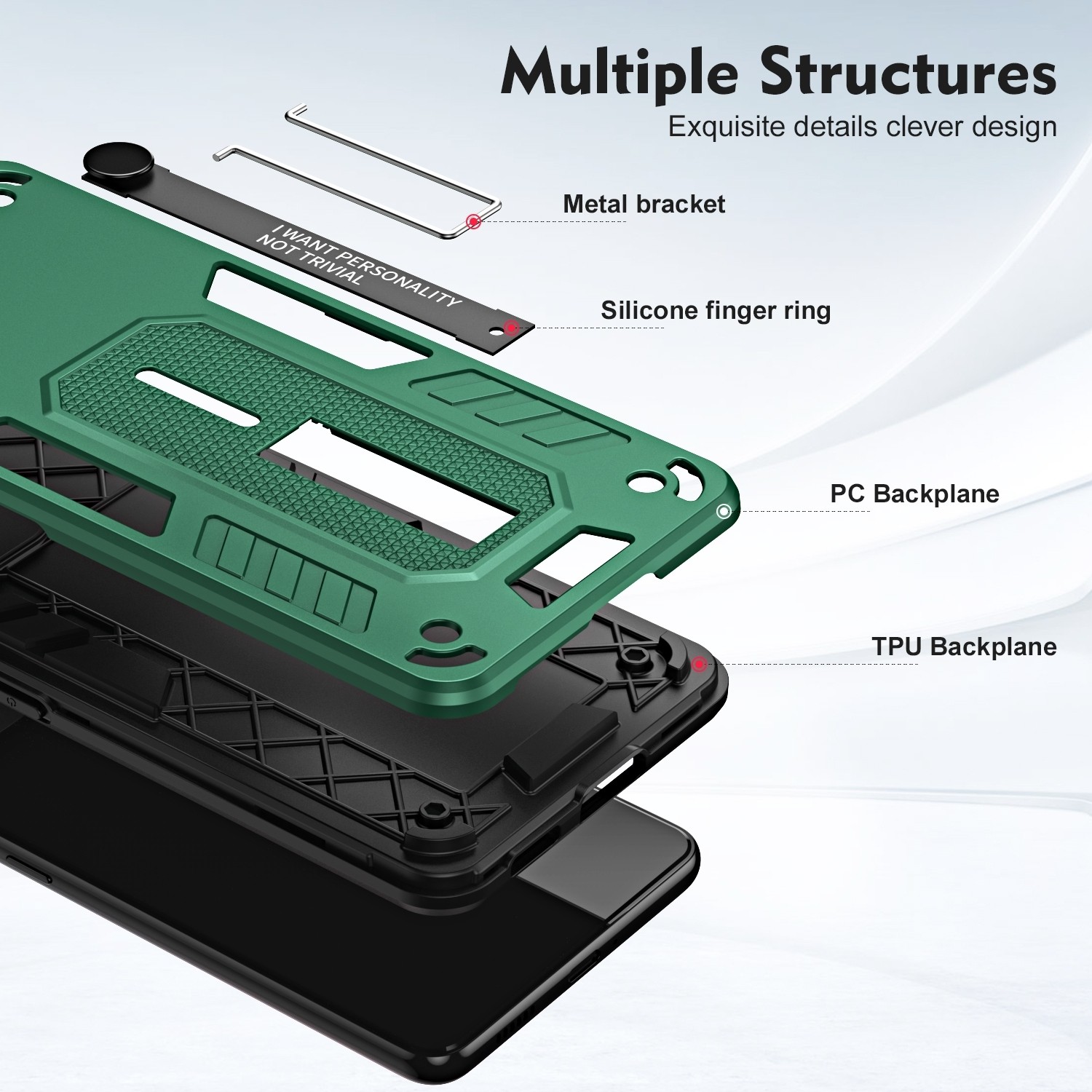 Xiaomi Redmi Note 12 5G / Xiaomi Poco X5 5G Θήκη Πράσινη Με Σταντ Variety Brave Armor Finger Loop Holder Phone Case Green