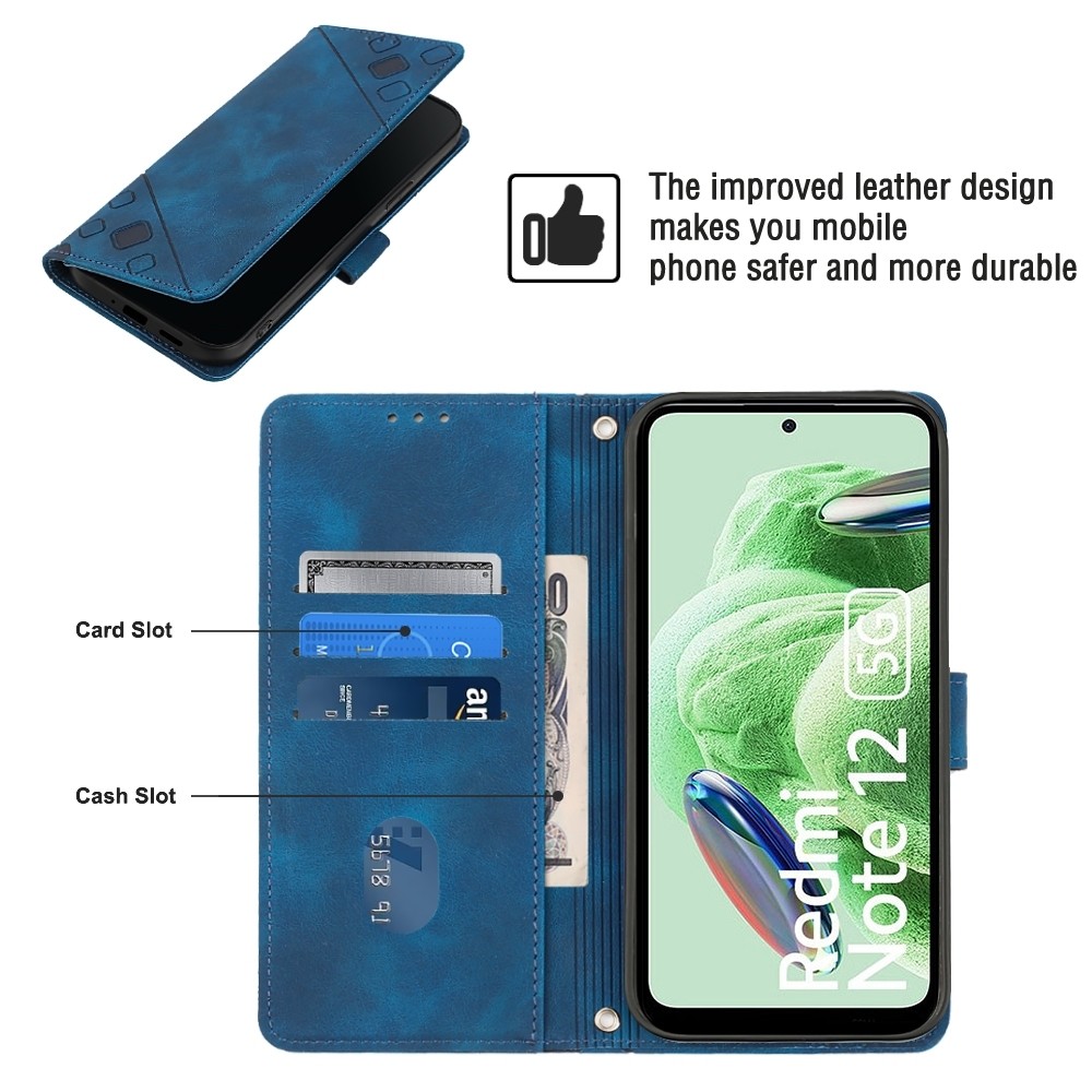 Xiaomi Redmi Note 12 5G / Xiaomi Poco X5 5G Θήκη Βιβλίο Μπλε Skin-feel Embossed Phone Case Blue