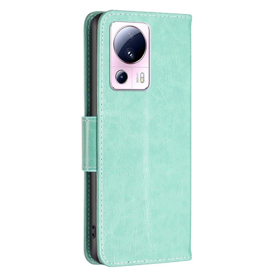 Xiaomi 13 Lite 5G Θήκη Βιβλίο Πράσινο Two Butterflies Embossing Phone Case Green