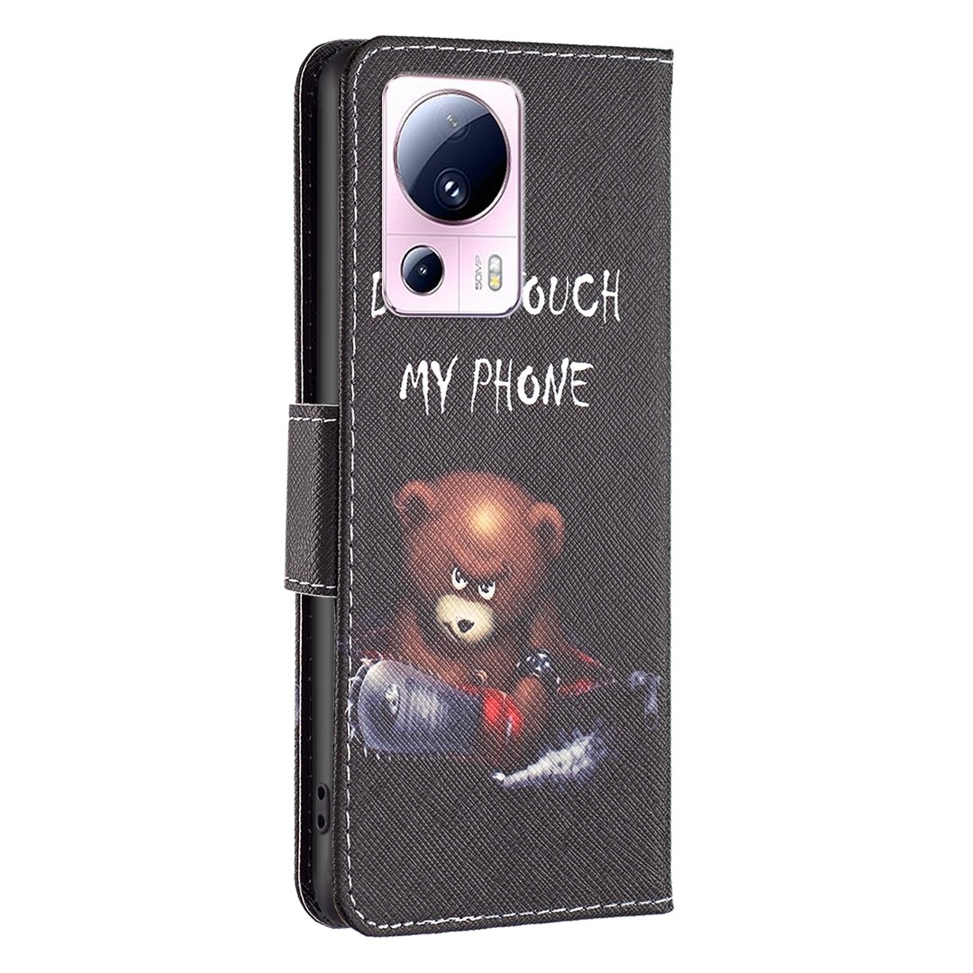 Xiaomi 13 Lite 5G Θήκη Βιβλίο Colored Drawing Pattern Phone Case Bear