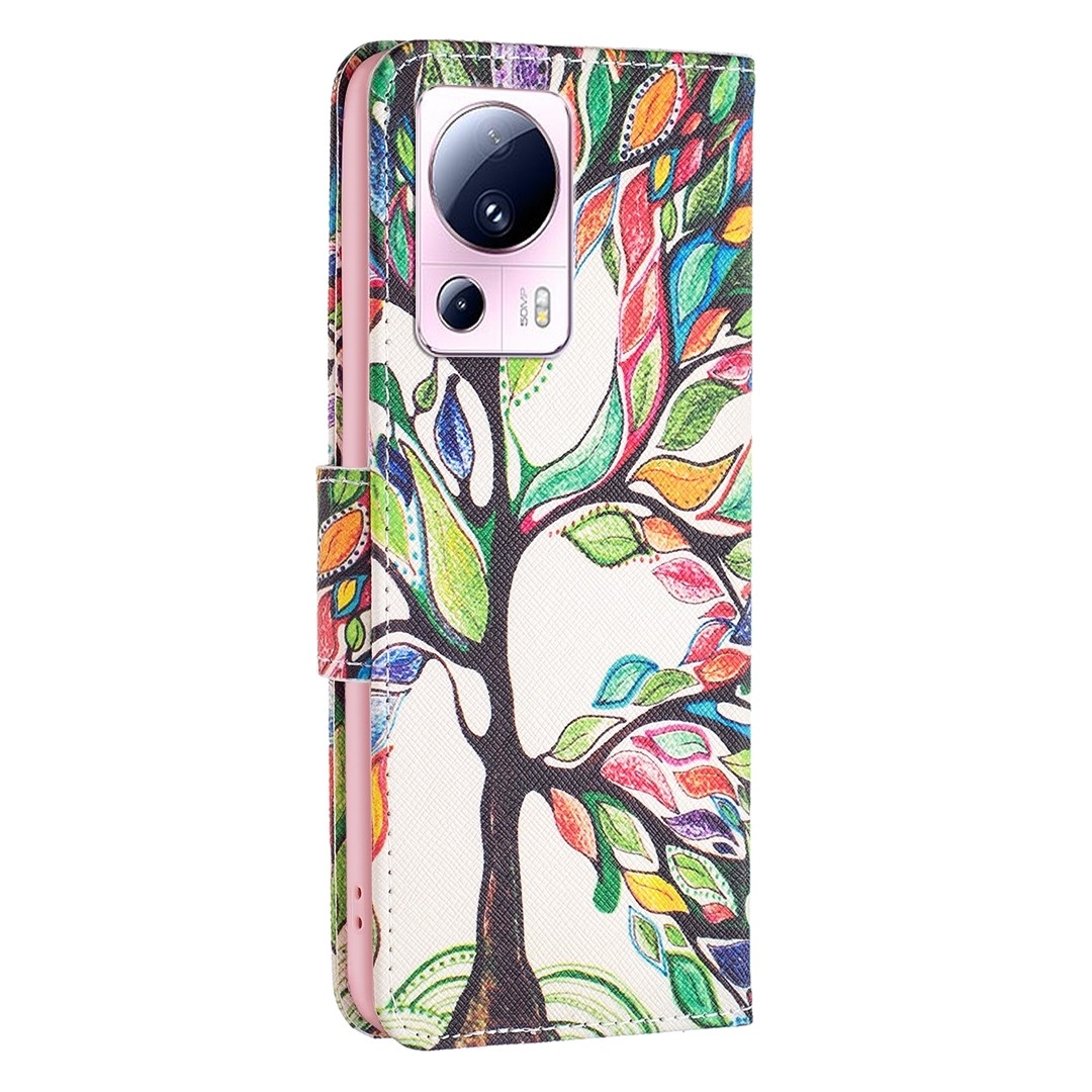 Xiaomi 13 Lite 5G Θήκη Βιβλίο Colored Drawing Pattern Phone Case Life Tree