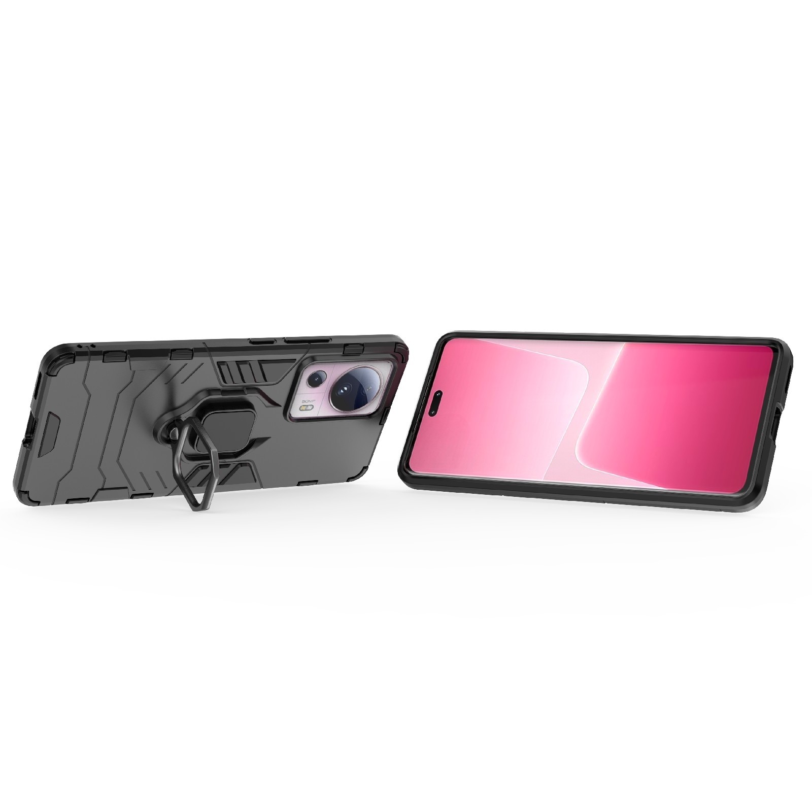 Xiaomi 13 Lite 5G Σκληρή Θήκη Μαύρη Με Σταντ Magnetic Ring Holder PC + TPU Phone Case Black