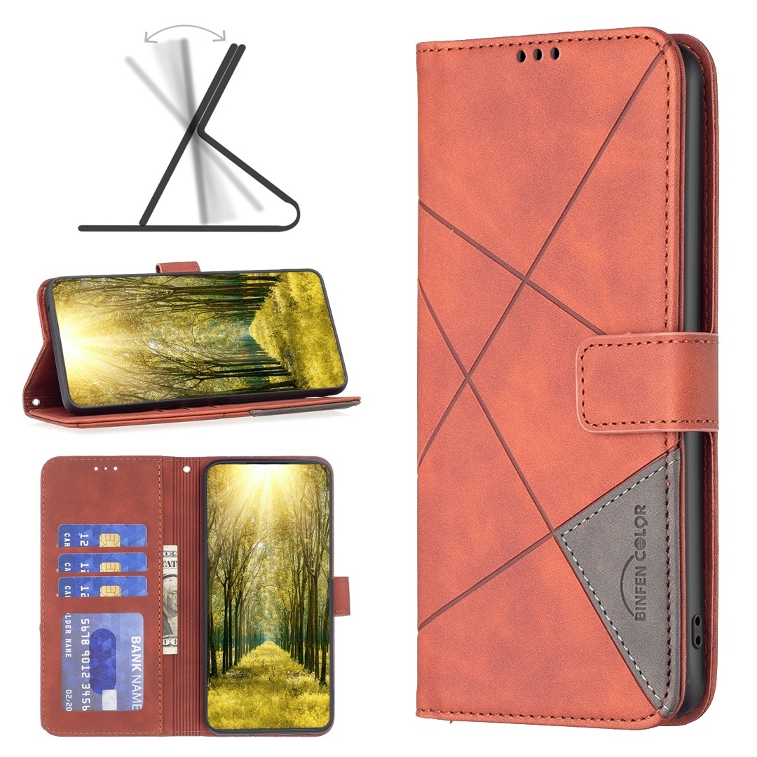 Xiaomi 13 Lite 5G Θήκη Βιβλίο Καφέ Magnetic Buckle Rhombus Texture Phone Case Brown