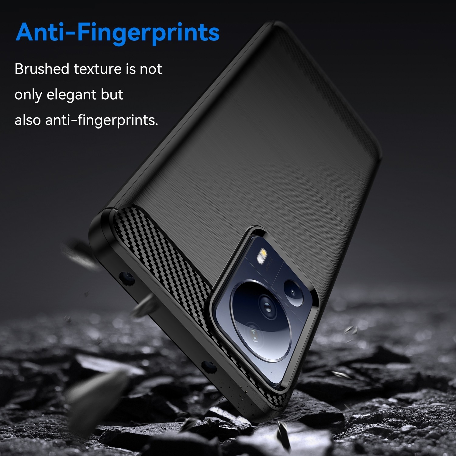 Xiaomi 13 Lite 5G Θήκη Σιλικόνης Μαύρη Brushed Texture Carbon Fiber TPU Phone Case Black