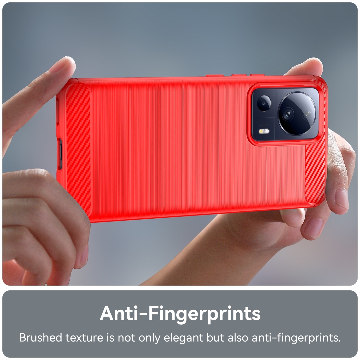 Xiaomi 13 Lite 5G Θήκη Σιλικόνης Κόκκινη Brushed Texture Carbon Fiber TPU Phone Case Red
