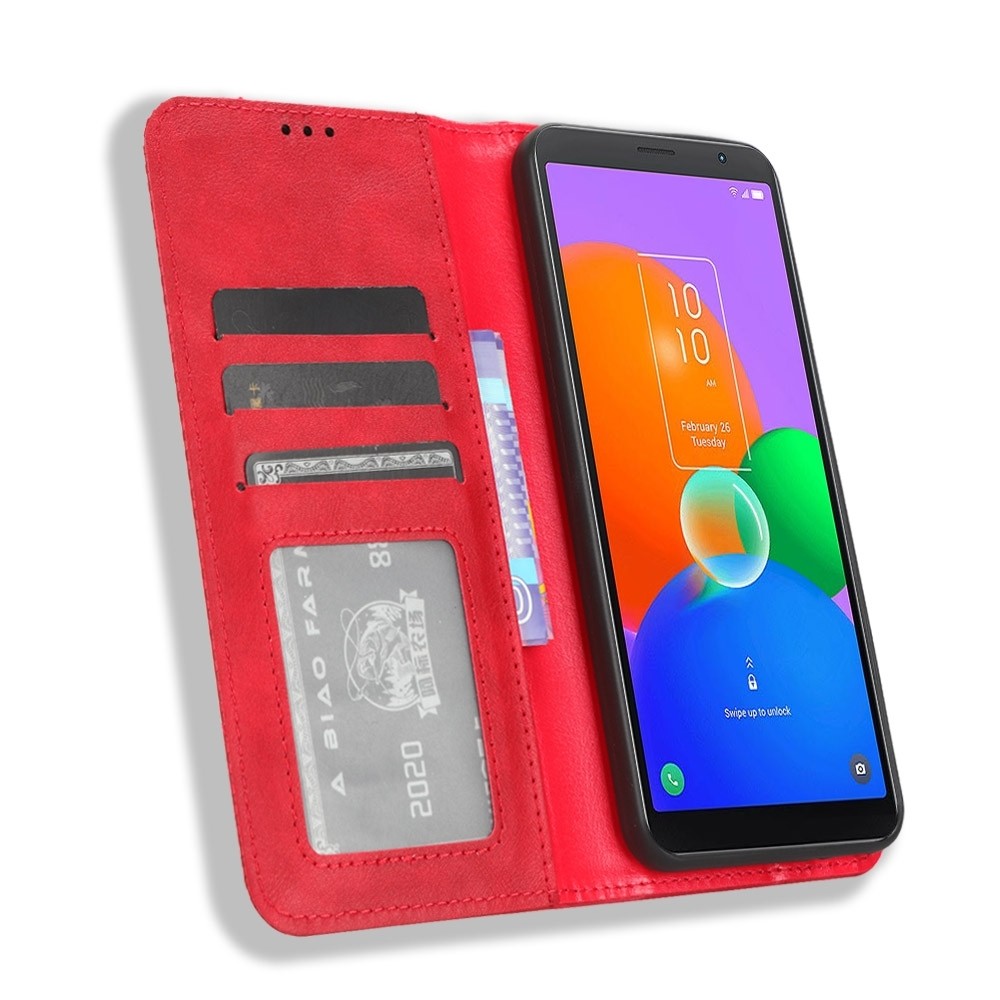 TCL 403 Θήκη Βιβλίο Κόκκινο Magnetic Buckle Retro Texture Phone Case Red