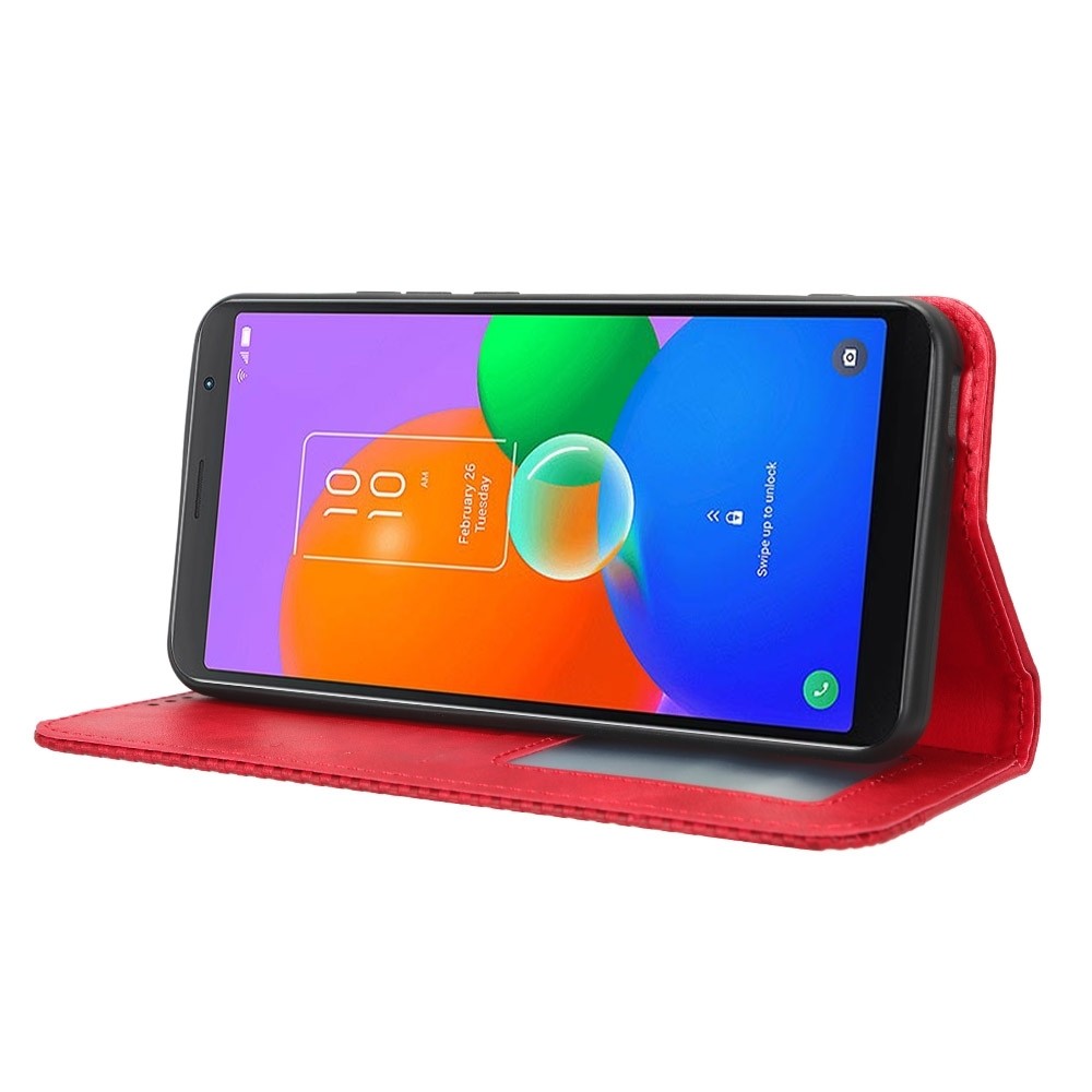 TCL 403 Θήκη Βιβλίο Κόκκινο Magnetic Buckle Retro Texture Phone Case Red