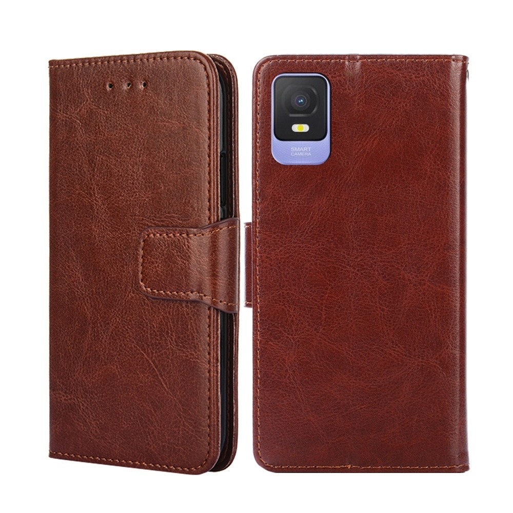 TCL 403 Θήκη Βιβλίο Καφέ Crystal Texture Phone Case Brown