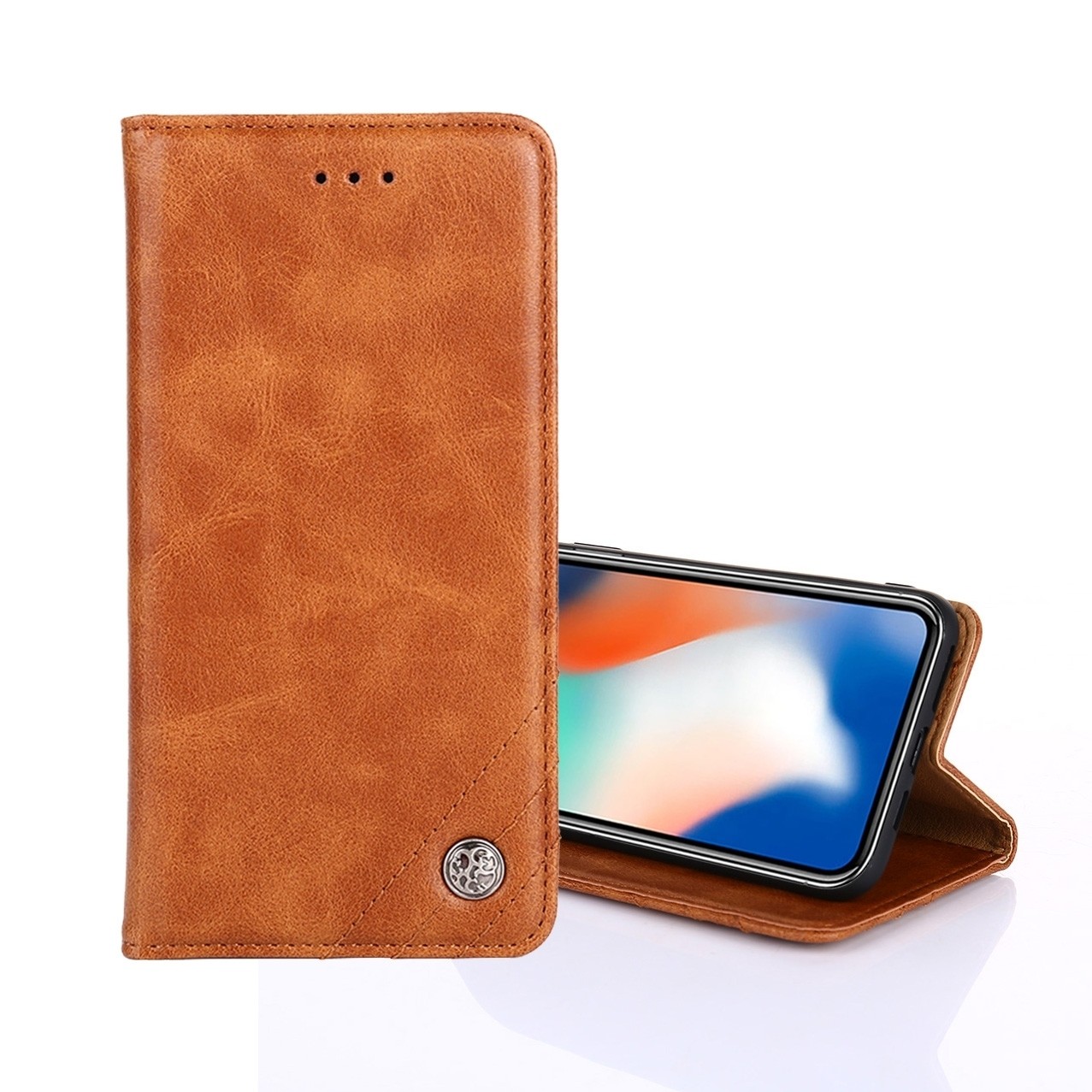 TCL 20R Θήκη Βιβλίο Καφέ Non-Magnetic Retro Texture Phone Case Brown