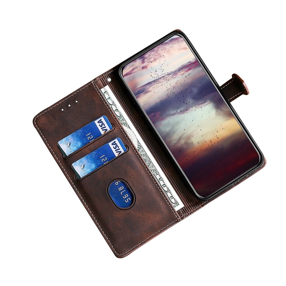TCL 20R Θήκη Βιβλίο Καφέ Skin Feel Straw Hat Magnetic Buckle Phone Case Brown